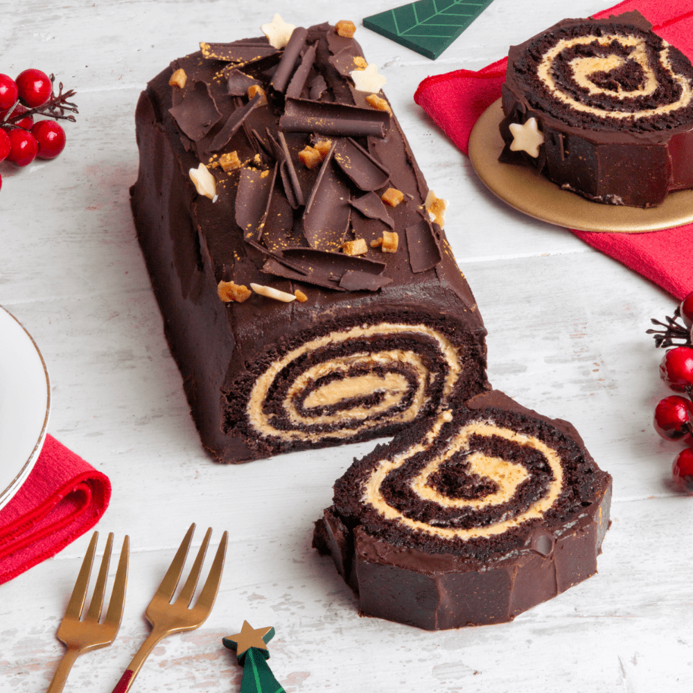 Icing Sugar Vegan Christmas Log Cake Christmas Yule Log Cake UK - Main Image
