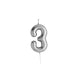 Cutter & Squidge Number 3 Silver Number Candles