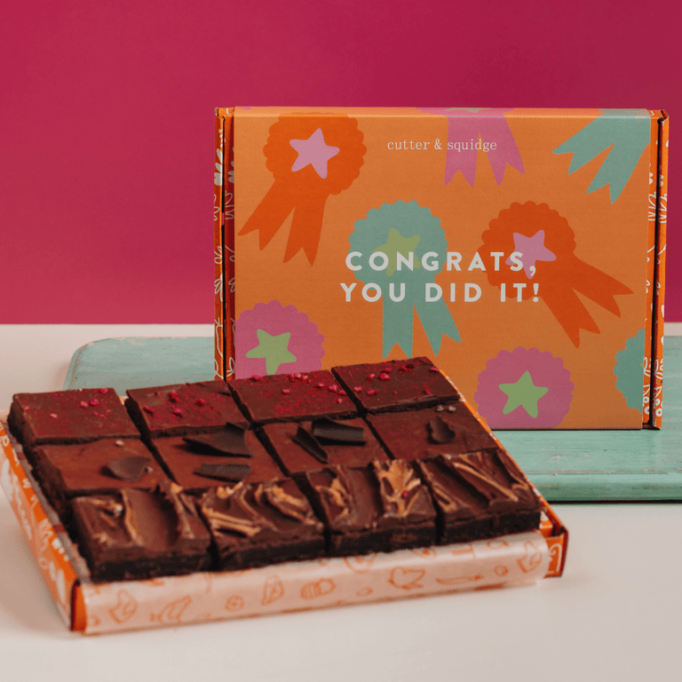 Cutter & Squidge 12 Pieces / You Did It! Gifting Sleeve Vegan Wheat-Free Mini Brownie Box