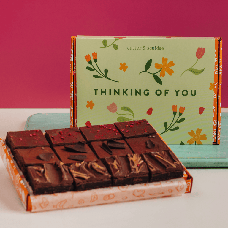 Cutter & Squidge 12 Pieces / Thinking of You Gifting Sleeve Vegan Wheat-Free Mini Brownie Box