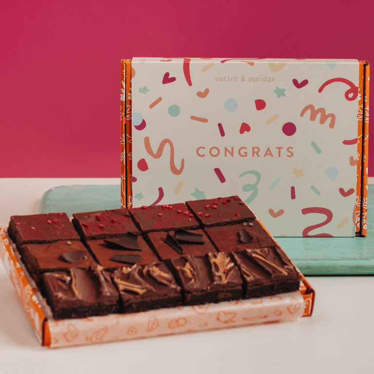 Cutter & Squidge 12 Pieces / Congratulations Gifting Sleeve Vegan Wheat-Free Mini Brownie Box