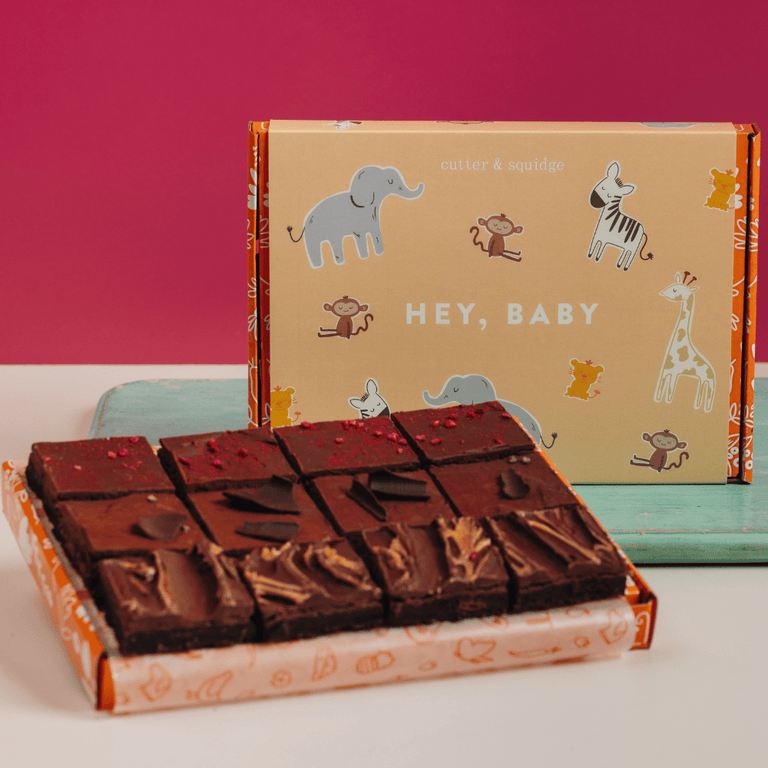Cutter & Squidge 12 Pieces / New Baby Gifting Sleeve Vegan Wheat-Free Mini Brownie Box