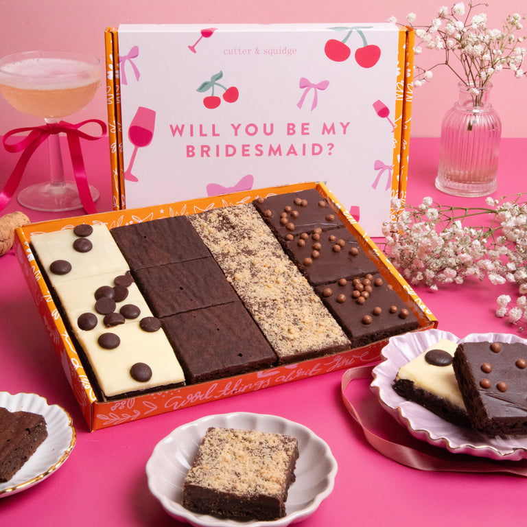 Cutter & Squidge Will You Be My Bridesmaid? No Nuts Mixed Mini Brownie Box