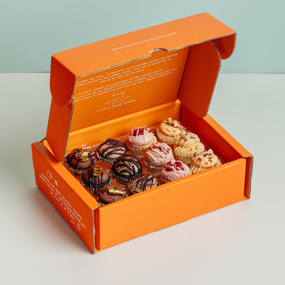 Cutter & Squidge Mixed Mini Cupcake Box of handmade bite-size cupcakes