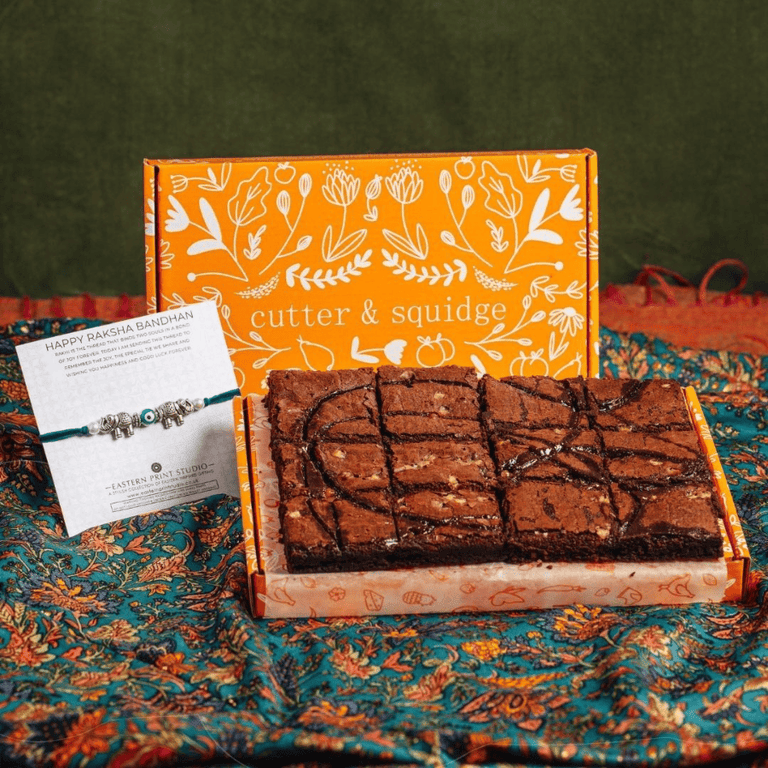 Cutter & Squidge Raksha Bandhan - Ultimate Fudge Brownies and Bracelet Combo