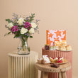 Fast Bundle Rosie Gingham Flowers and Afternoon Tea Signature Gift with Vase