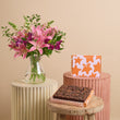Fast Bundle Rhubarb Ribbons Flowers and Ultimate Fudge Brownies Gift Set