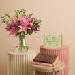 Fast Bundle Rhubarb Ribbons Flowers and Ultimate Fudge Brownies Gift Set