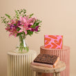 Fast Bundle Rhubarb Ribbons Flowers and Ultimate Fudge Brownies Gift Set
