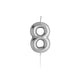 Cutter & Squidge Number 8 Silver Number Candles