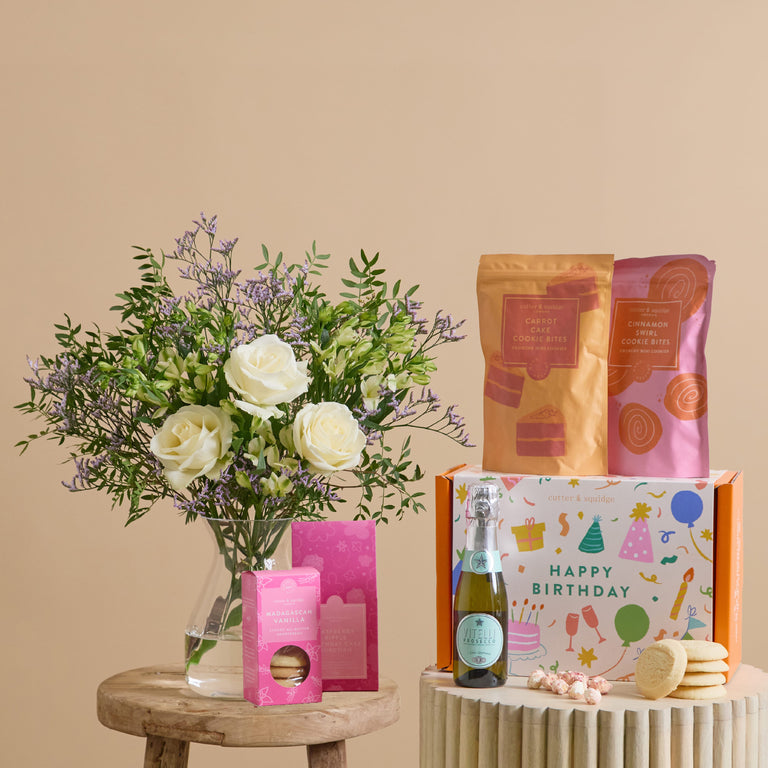 Fast Bundle Freddies Choice Flowers and Birthday Treatbox Edit