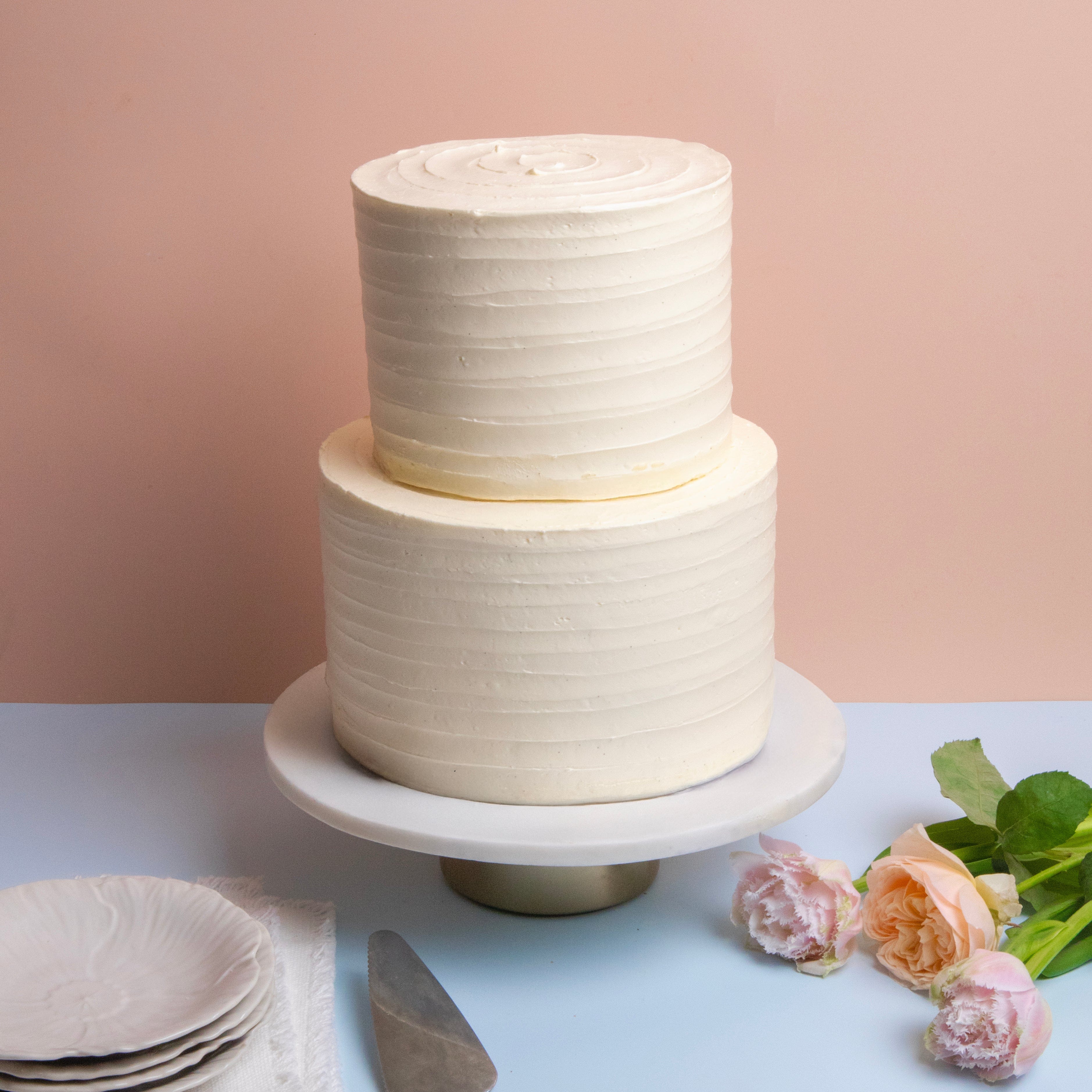 Two Tier Ruffle Wedding Cake