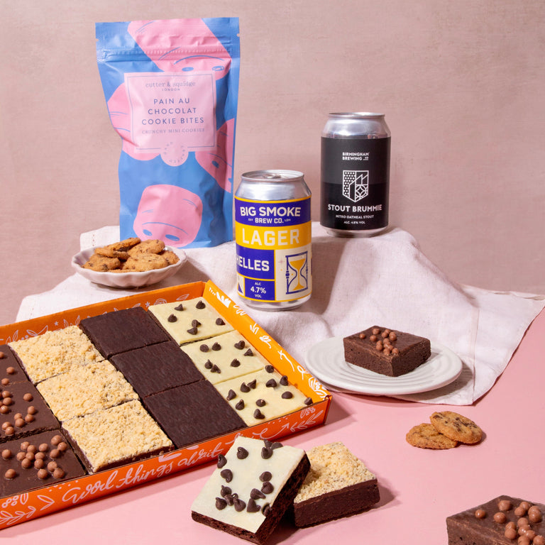 Cutter & Squidge 12 Pieces Nut-Free Brownies & Craft Beer Gift Hamper