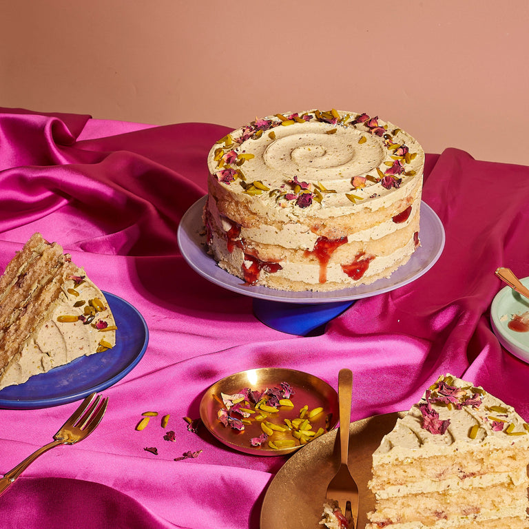 Cutter & Squidge Pistachio & Strawberry Rasmalai Cake