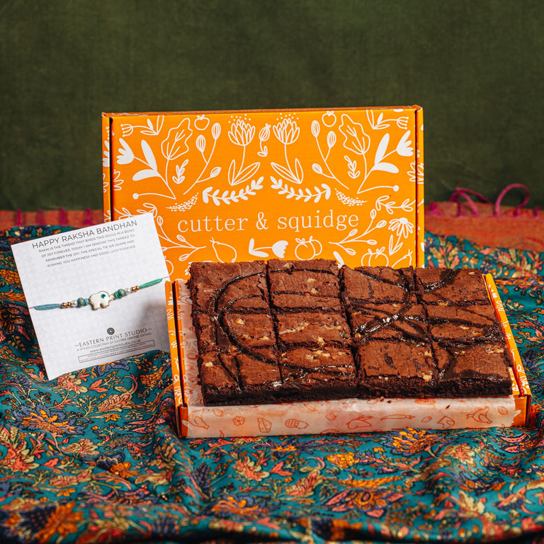 Cutter & Squidge Raksha Bandhan - Ultimate Fudge Brownies and Bracelet Combo