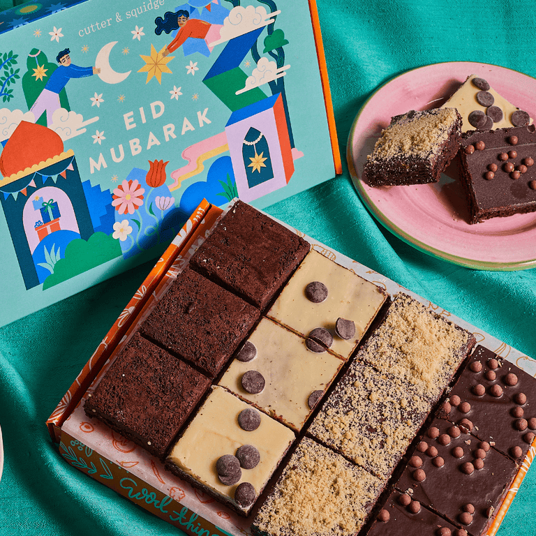 Cutter & Squidge 12 Pieces Eid Mubarak No Nut Flavours Mini Brownie Box