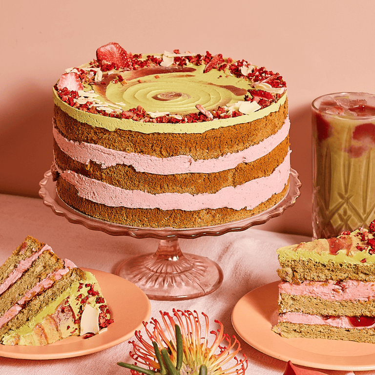 Cutter & Squidge Strawberry Matcha Latte Cake