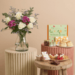Fast Bundle Rosie Gingham Flowers and Afternoon Tea Signature Gift with Vase
