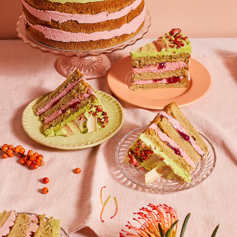 Cutter & Squidge Strawberry Matcha Latte Cake