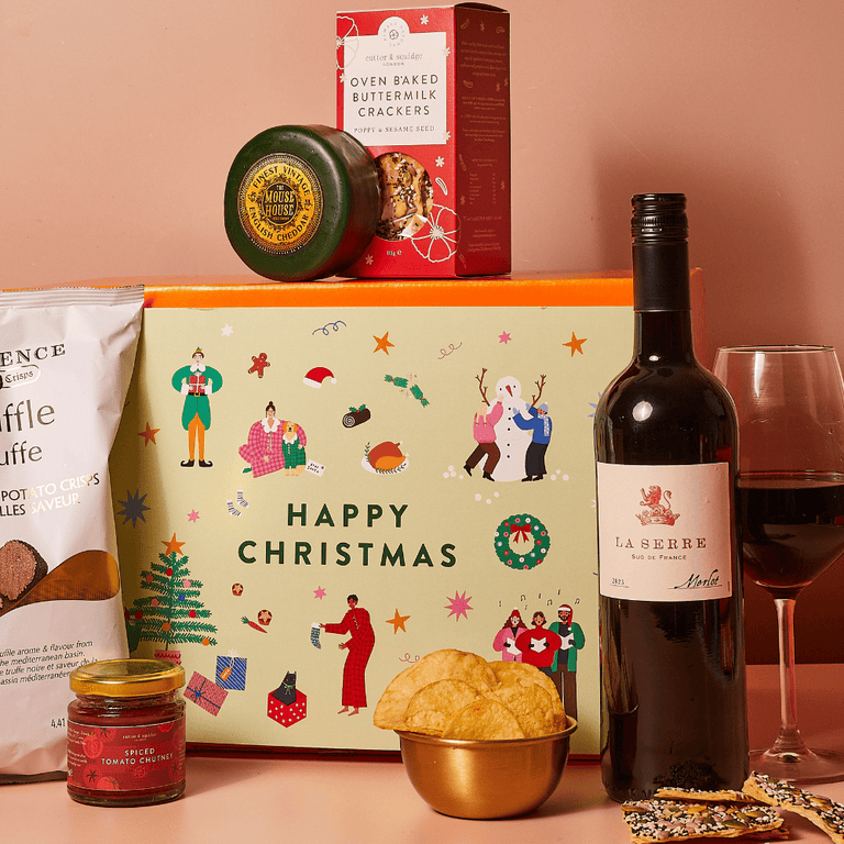 Cutter & Squidge One Hamper Christmas Red Wine and Cheese Hamper