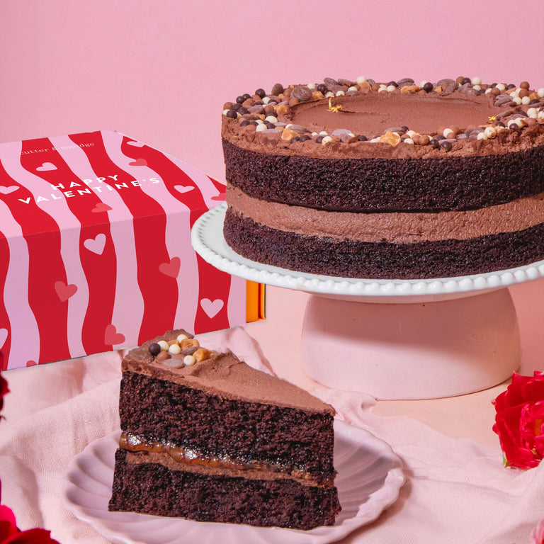 Cutter & Squidge Valentines Chocolate Fudge Caramel Cake
