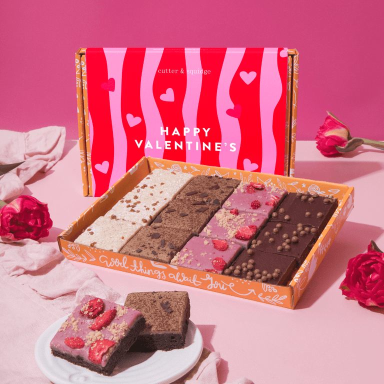 Cutter & Squidge 12 Pieces / No Drink Date Night Dessert Valentine’s Brownie Box