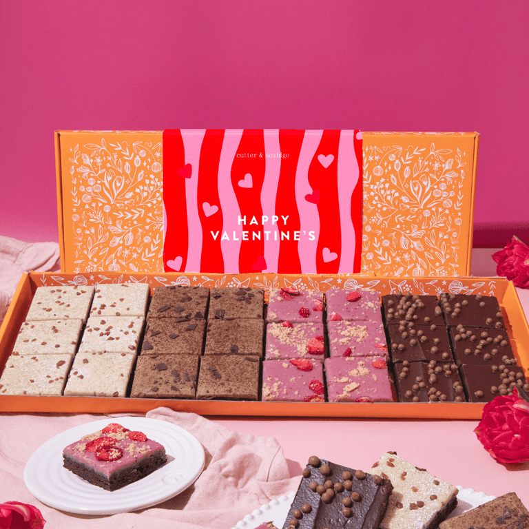 Cutter & Squidge 24 Pieces / No Drink Date Night Dessert Valentine’s Brownie Box