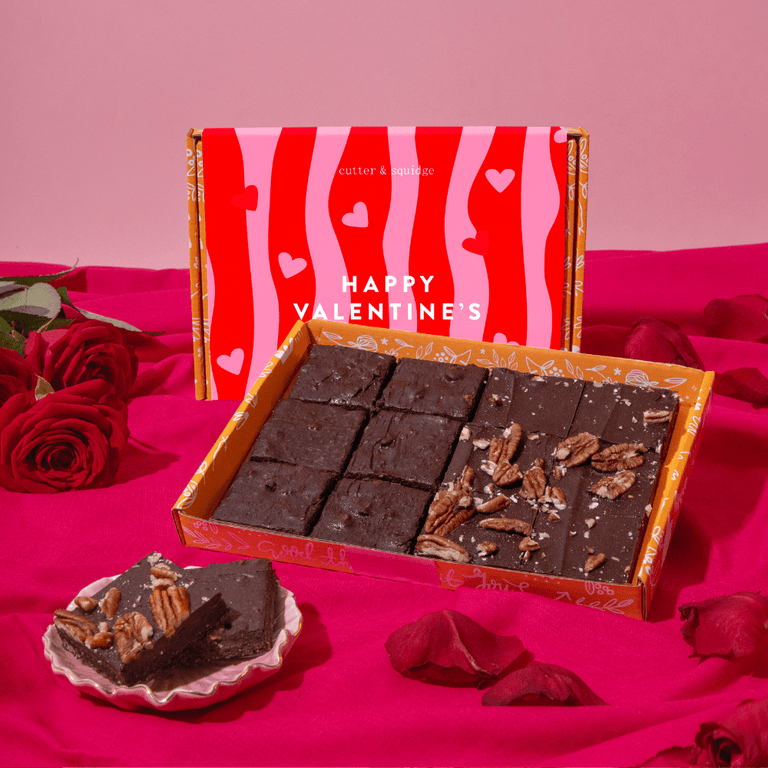 Cutter & Squidge 12 Pieces / No Drink Valentine's Day Vegan Wheat-Free Mini Brownie Box