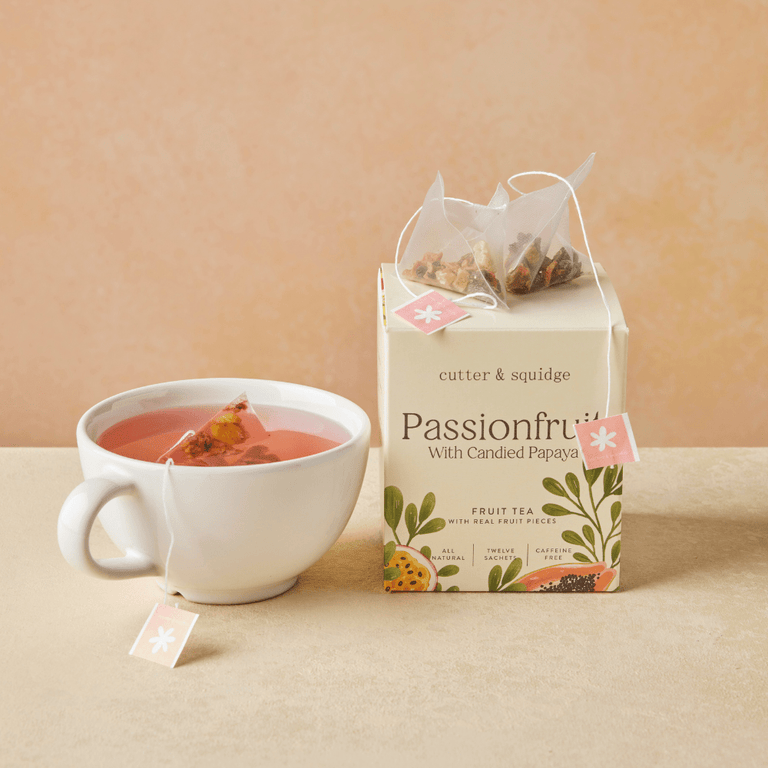 Cutter & Squidge One box of twelve sachets Passionfruit With Candied Papaya Premium Tea