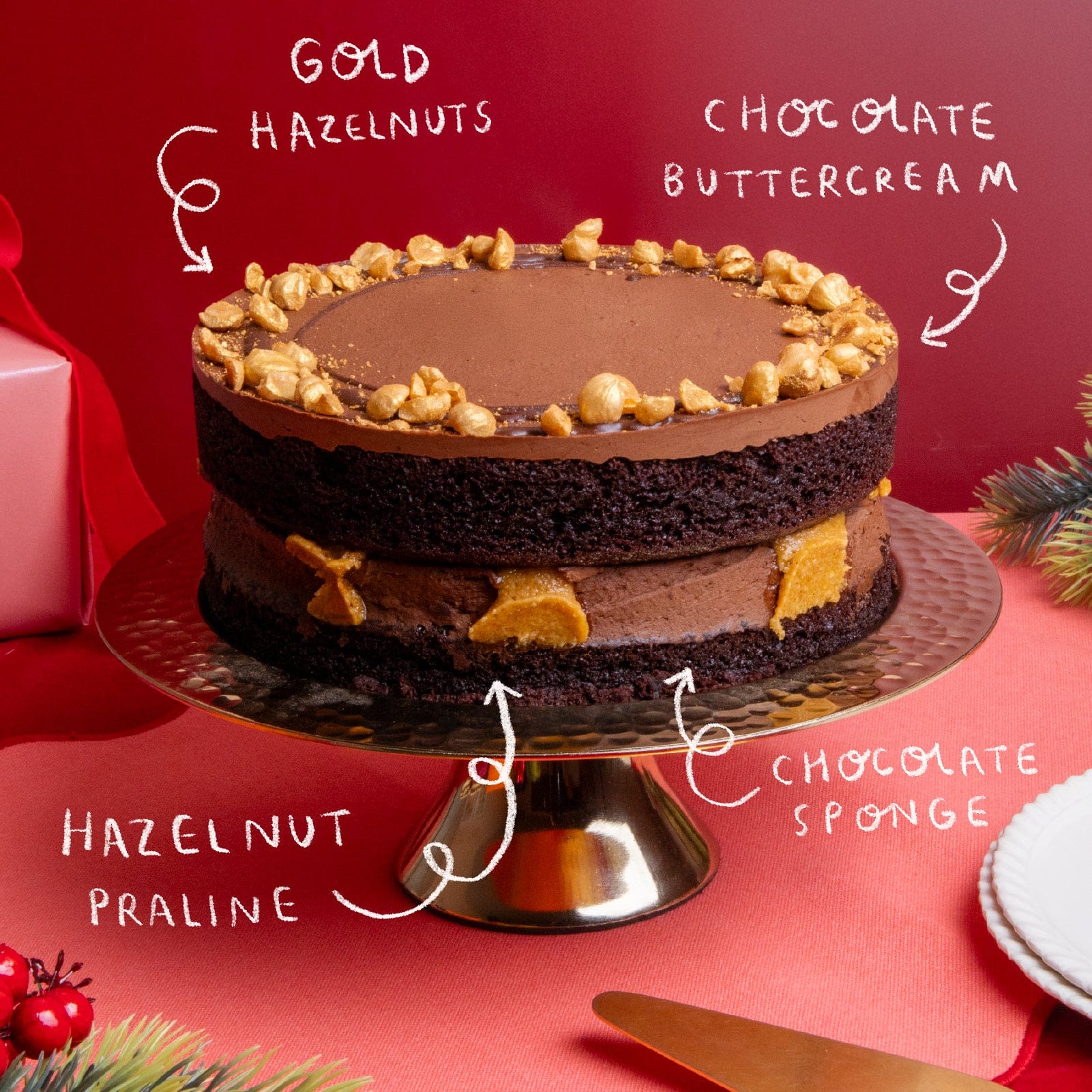Hazelnut Roche Christmas Chocolate Hazelnut Rocher Cake – Cutter & Squidge