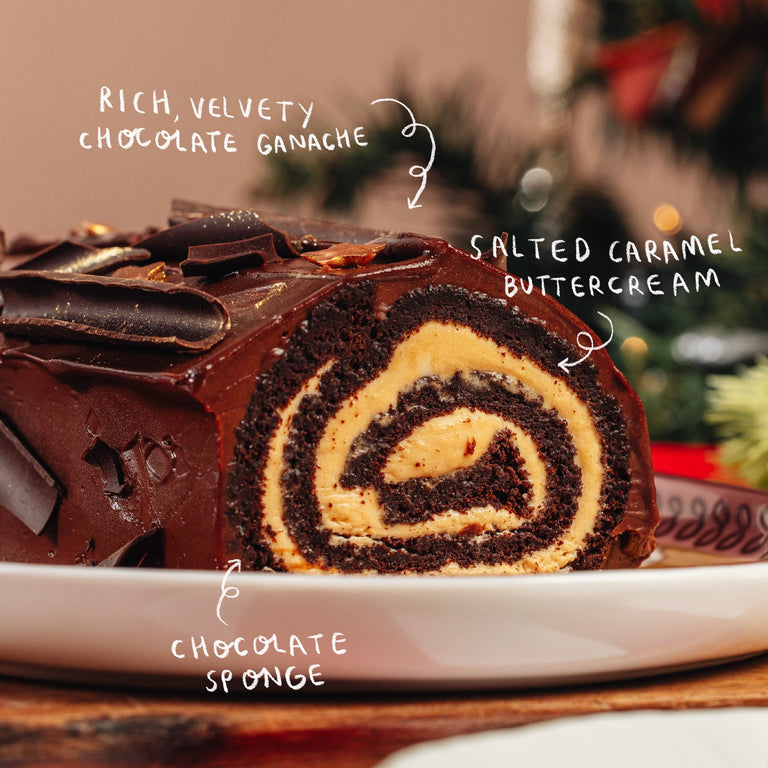 Cutter & Squidge The Squidgiest Chocolate Salted Caramel Yule Log