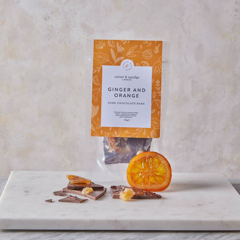 Cutter & Squidge Orange And Candied Ginger Dark Chocolate Bark
