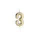 Cutter & Squidge Number 3 Gold Number Candles