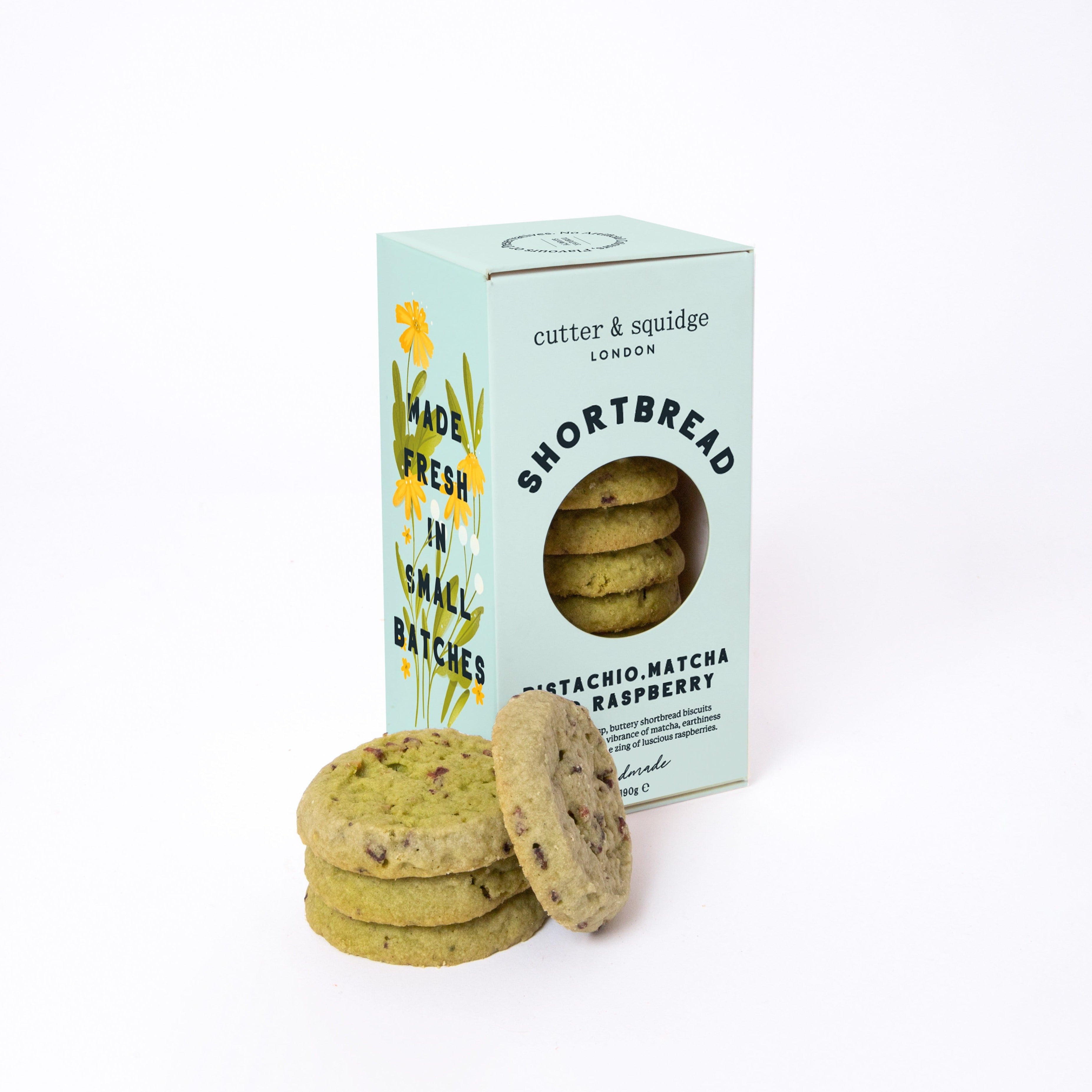 Pistachio, Matcha and Raspberry Shortbread – Cutter & Squidge