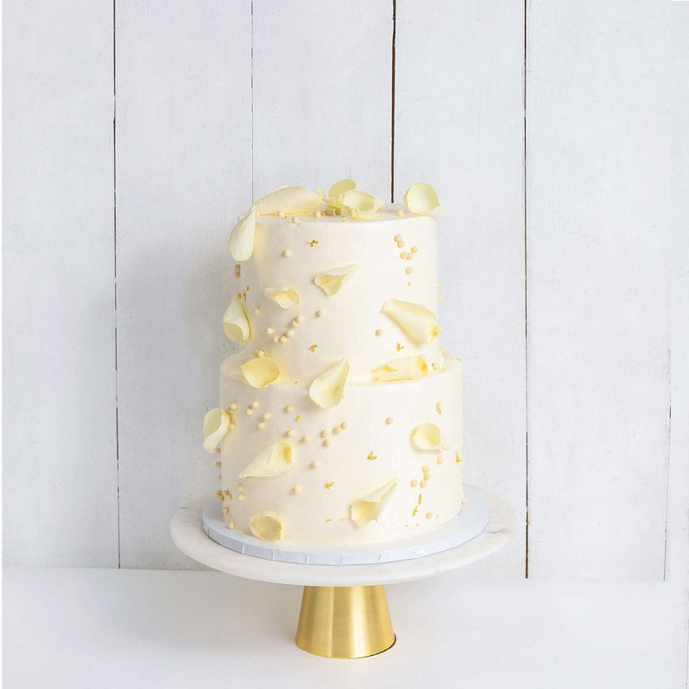 Cutter & Squidge Weddings Two Tier (8", 6") TWO TIER PETALS AND GOLD WEDDING CAKE