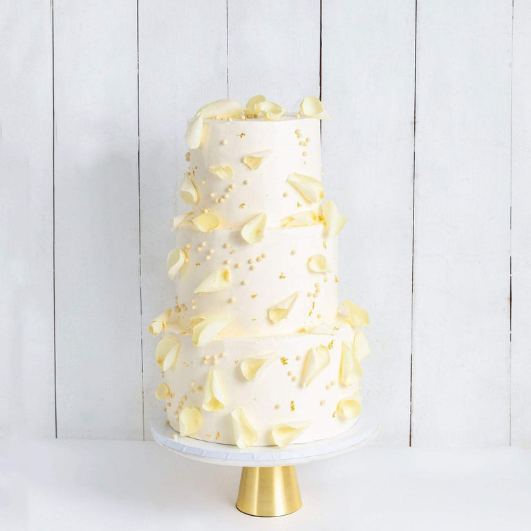 Cutter & Squidge Weddings Three Tier (10", 8", 6") THREE TIER PETALS AND GOLD WEDDING CAKE