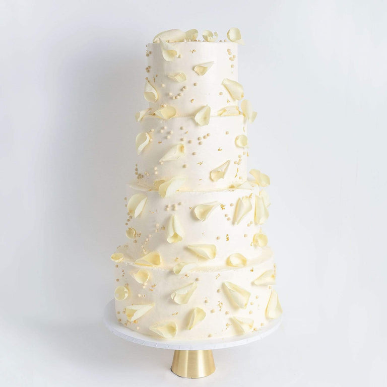 Cutter & Squidge Weddings Four Tier (12", 10", 8", 6") FOUR TIER PETALS AND GOLD WEDDING CAKE