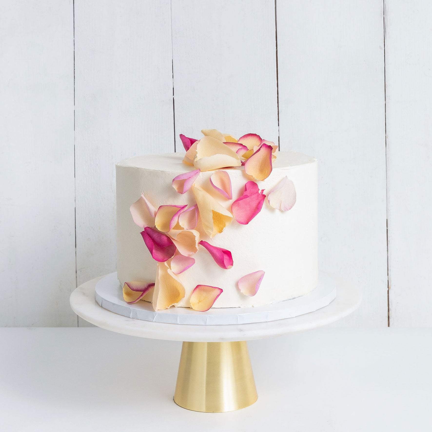 One Tier Petals Rain Wedding Cake