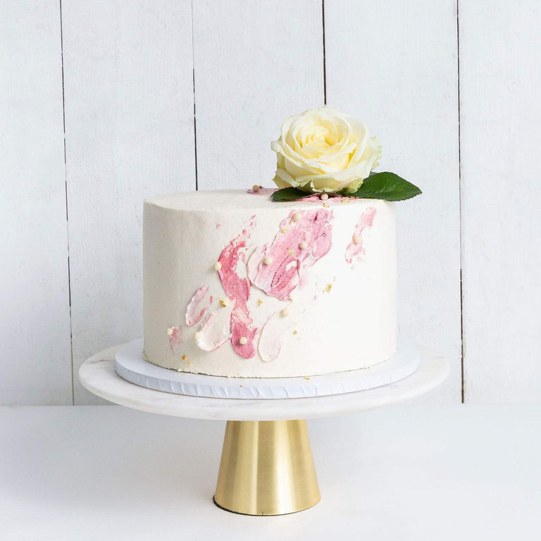 Cutter & Squidge Weddings Pink - Medium 8" ONE TIER WATERCOLOUR ROSE WEDDING CAKE