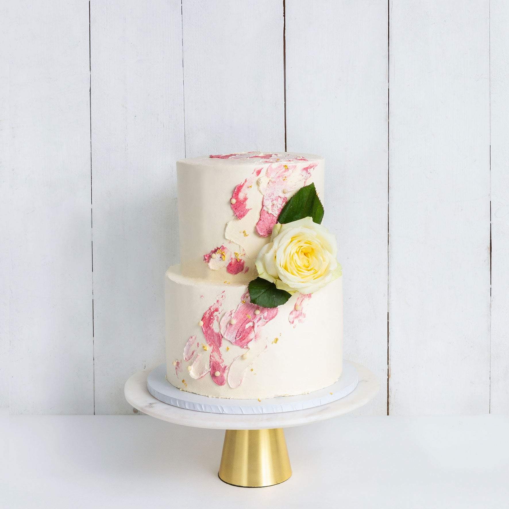Two Tier Watercolour Wedding Cake