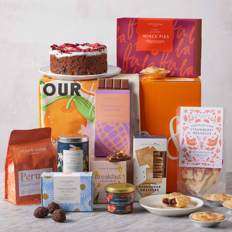 Cutter & Squidge Large Orange Box Christmas Day Thank You Hamper