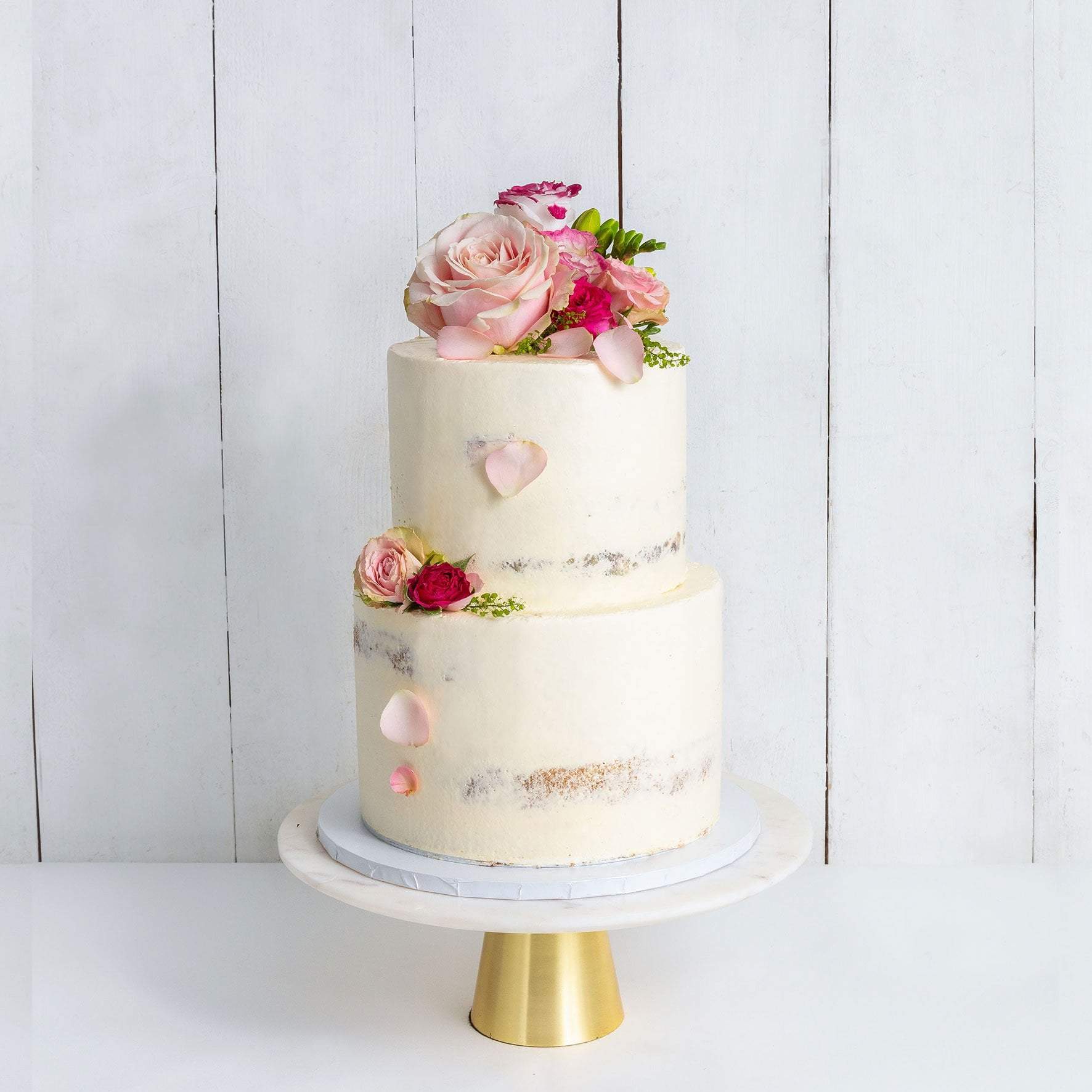Two Tier Decorated Naked Wedding Cake