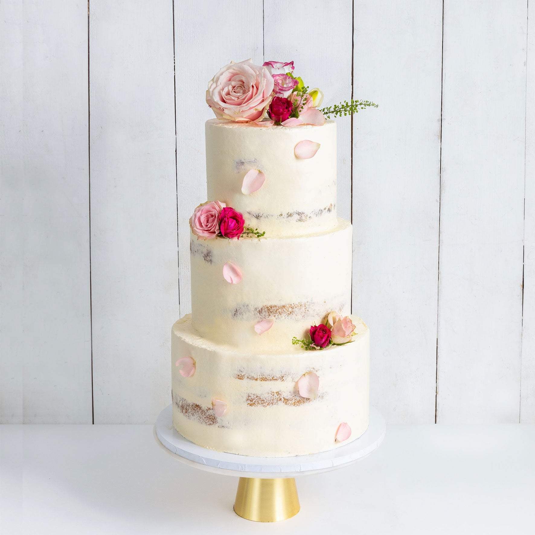 Three Tier Decorated Naked Wedding Cake by Cutter & Squidge Weddings