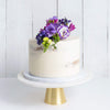 Cutter & Squidge Weddings Purple Floral - 6" Small ONE TIER DECORATED NAKED WEDDING CAKE