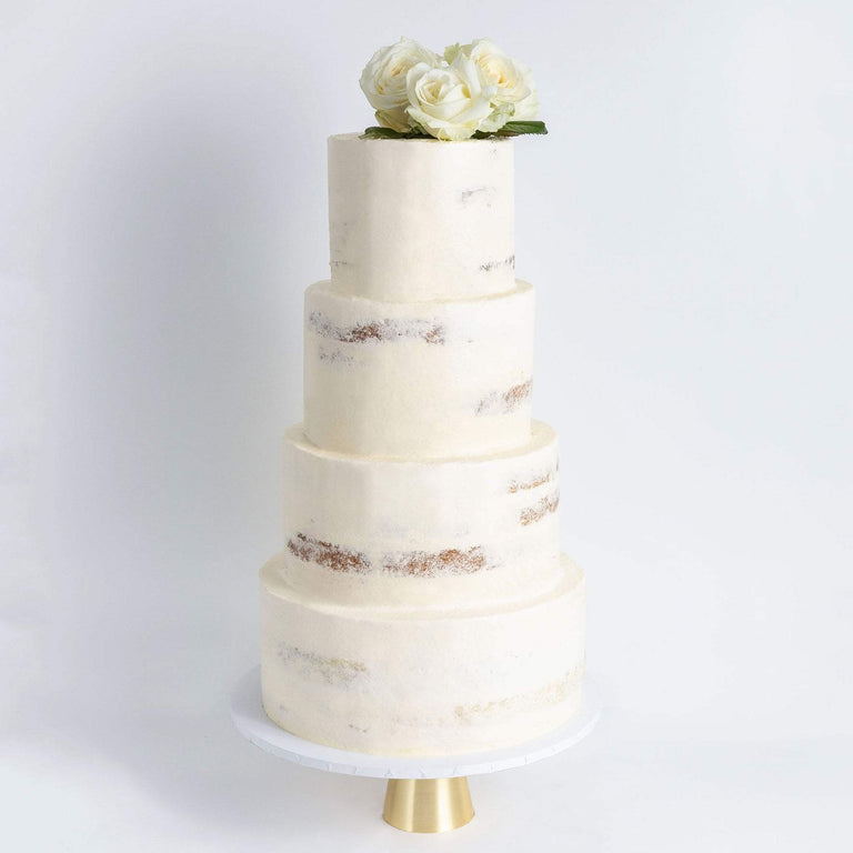 Cutter & Squidge Weddings White Classic Rose - Four Tier (12", 10", 8", 6") FOUR TIER DECORATED NAKED WEDDING CAKE