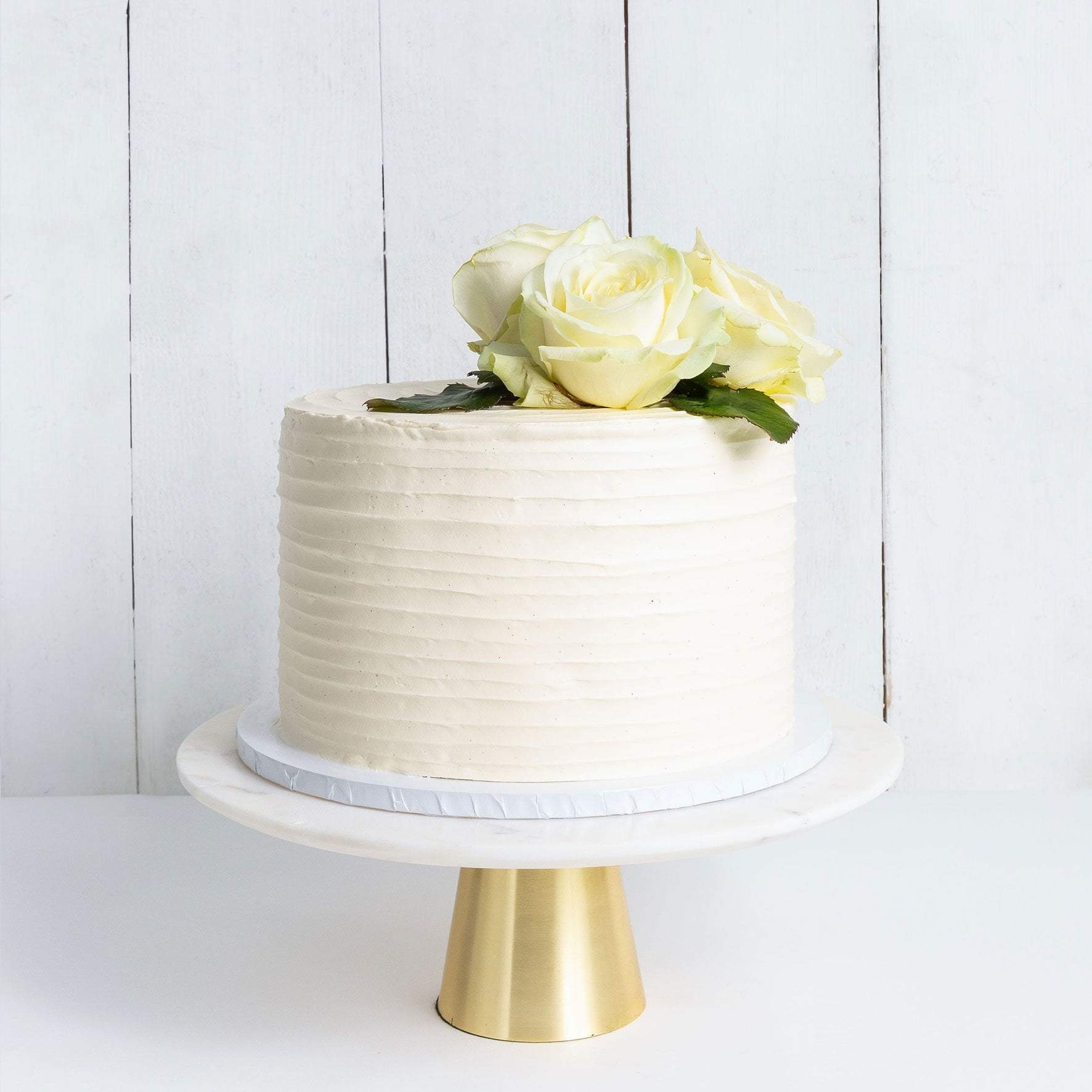 One Tier Floral Ruffle Wedding Cake