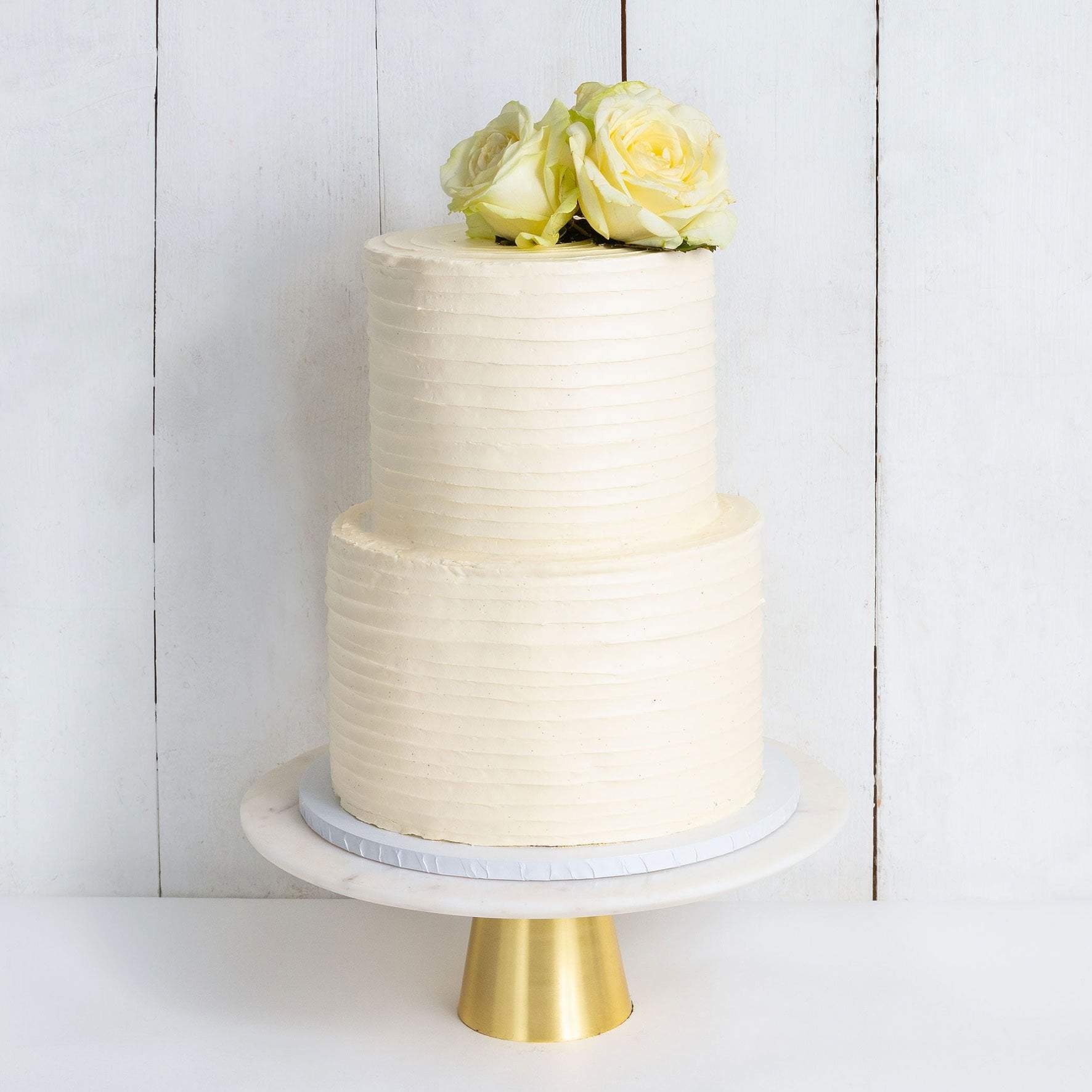 Two Tier Floral Ruffle Wedding Cake