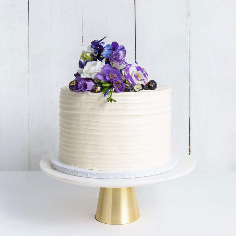 Cutter & Squidge Weddings Purple Floral - Small 6" ONE TIER FLORAL RUFFLE WEDDING CAKE