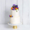 Cutter & Squidge Weddings Purple & Orange - Two Tier (8", 6") TWO TIER DECORATED WHITE WEDDING CAKE