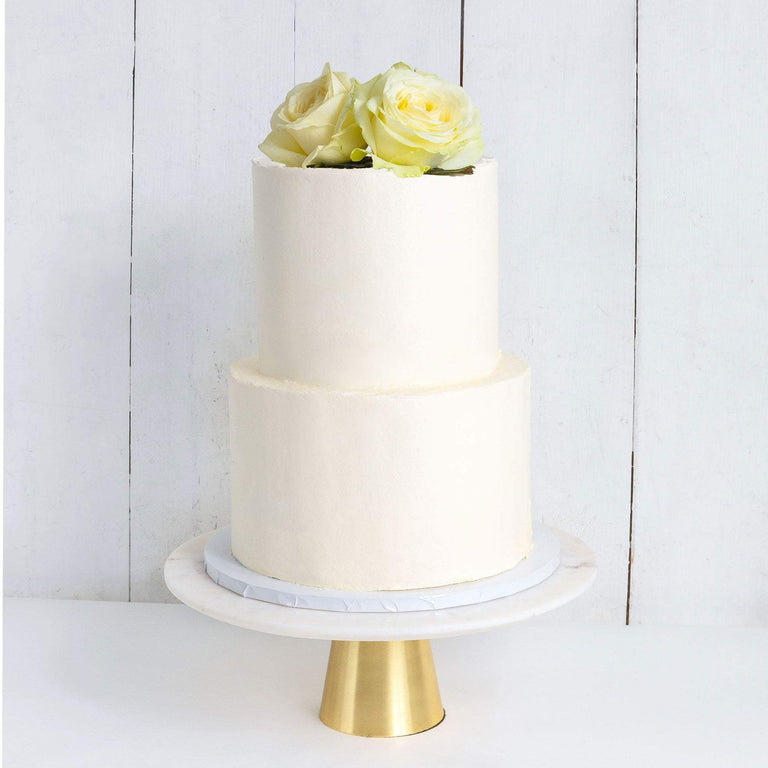 Cutter & Squidge Weddings Classic White Rose - Two Tier (8", 6") TWO TIER DECORATED WHITE WEDDING CAKE
